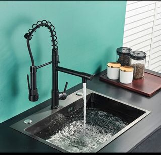 Grifo de fregadero cocina negro nuevo extraíble