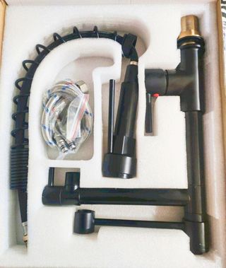 Grifo de fregadero cocina negro nuevo extraíble