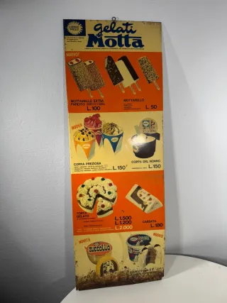 Insegna Listino Prezzi Gelati Motta Vintage