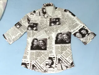 Camisa diseño periódico, hombre, talla S