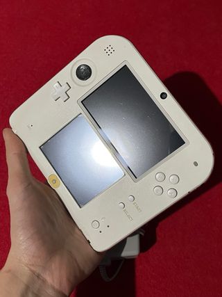 Nintendo 2DS bianca con caricabatterie