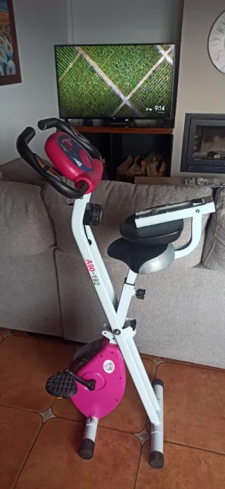 Bicicleta Estática Plegable Rosa