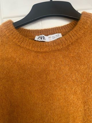 Jersey Zara manga corta lana naranja Talla M