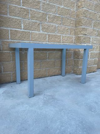 Mesa de centro cristal y metal gris