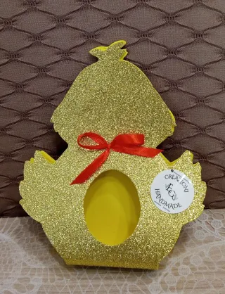 Pulcino porta ovetti gomma eva handmade oro