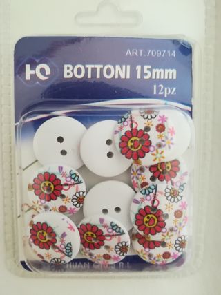 12 Bottoni Fiori Multicolore