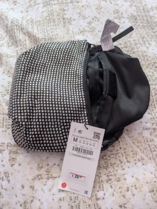 Bolso Zara Negro Brillantes Nuevo