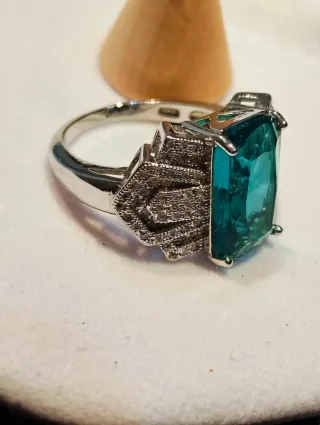 Anillo cóctel plata con piedra azul