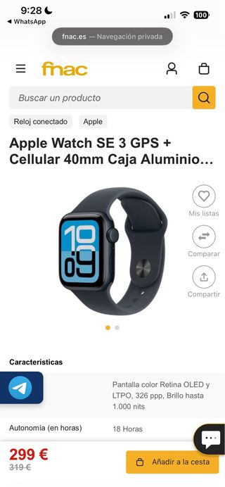 Apple Watch SE 40mm GPS + Cellular
