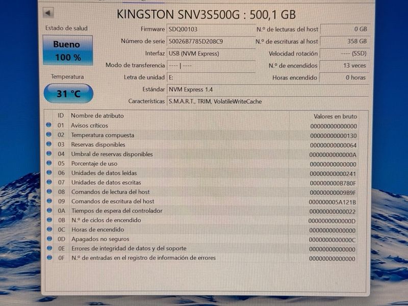 SSD NVMe 500GB Kingston NV3 Gen4 100% salud afbeelding 6