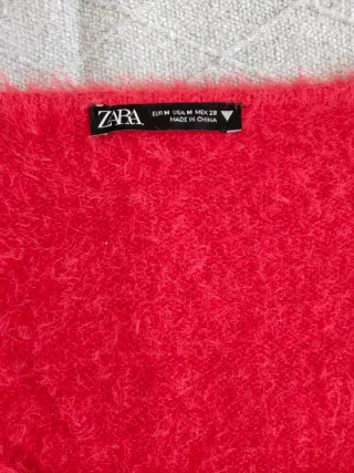 Jersey Zara Rojo Manga Abullonada Talla Única