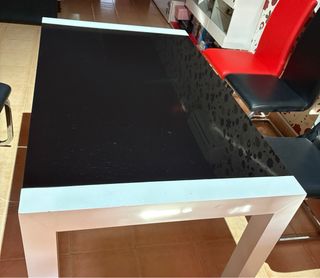 Mesa Comedor Negra y 6 Sillas Polipiel