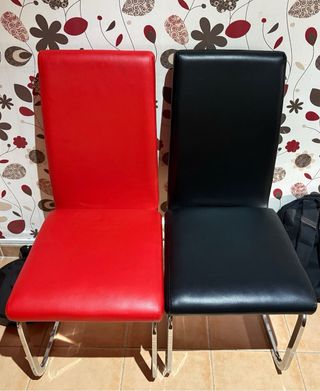 Mesa Comedor Negra y 6 Sillas Polipiel
