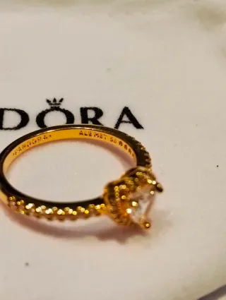 Anillo Pandora Corazón Chapado Oro 14k