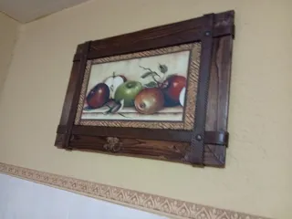 Dos Cuadros Rústicos Cocina Peras Mariposas