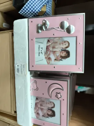 Portafotos infantil metal y plástico