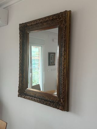 Espejo antiguo madera tallada dorado