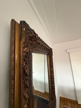 Espejo antiguo madera tallada dorado