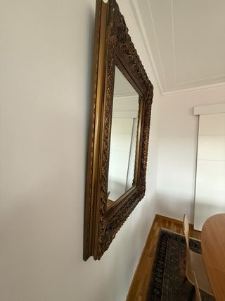 Espejo antiguo madera tallada dorado