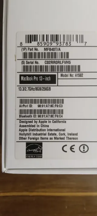 MacBook Pro 13 A1502 2.7GHz 8GB 256GB