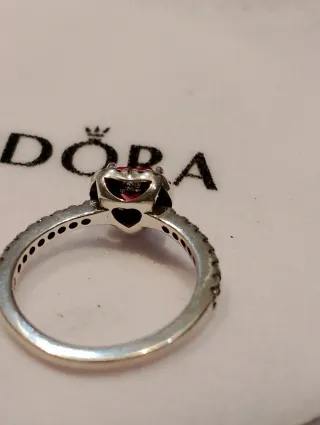 Anillo Pandora Corazón Rojo Talla 50