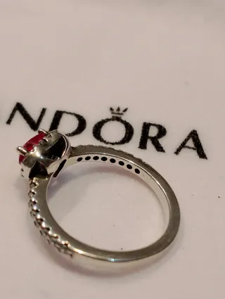 Anillo Pandora Corazón Rojo Talla 50