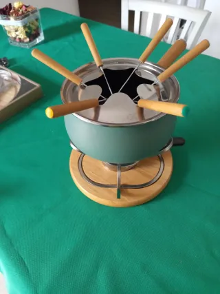 Set fonduta metallo e legno