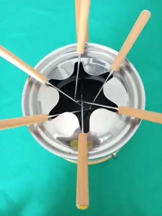 Set fonduta metallo e legno