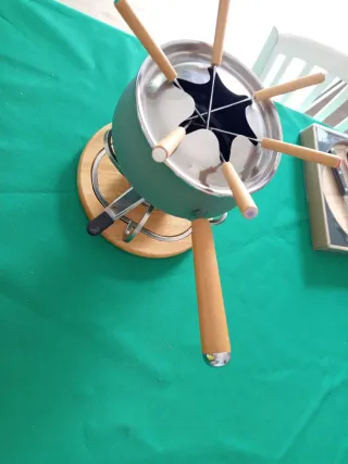 Set fonduta metallo e legno