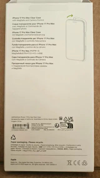 Custodia iPhone 17 Pro Max Trasparente Apple