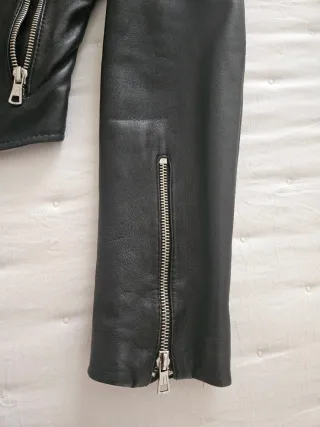 Chaqueta Biker Zara Piel Ovino Negra