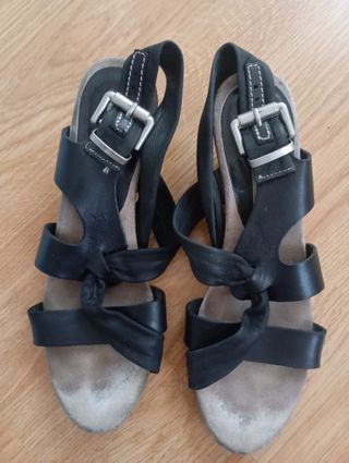 Sandalias Manas Piel Negras Talla 37'5