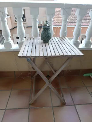 Mesa plegable madera y metal terraza