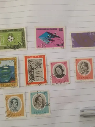 9 francobolli italiani usati 1973