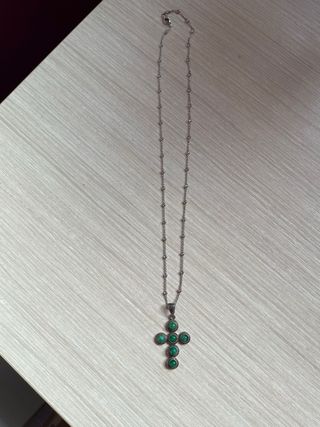 Collar Cruz Plata y Malaquita