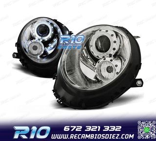 FAROS PARA MINI COOPER R56 R57 06-14 OJOS ANGEL FONDO CROMO