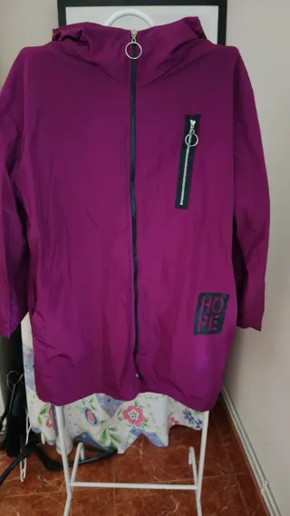 Cortavientos largo mujer talla 46/48 morado