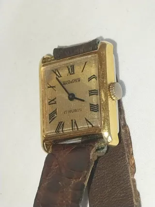 JOKAWATCH Reloj antiguo cuerda placa oro unisex