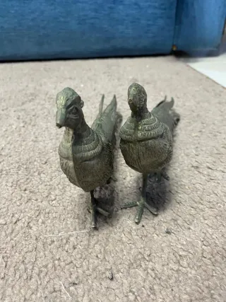 Coppia fagiani vintage in ottone