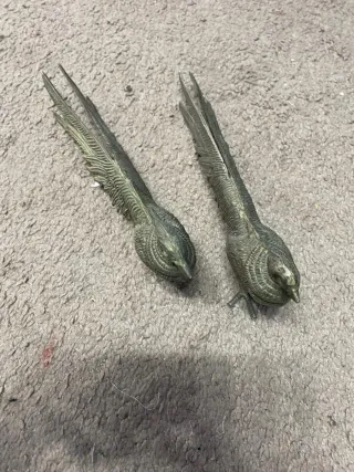 Coppia fagiani vintage in ottone