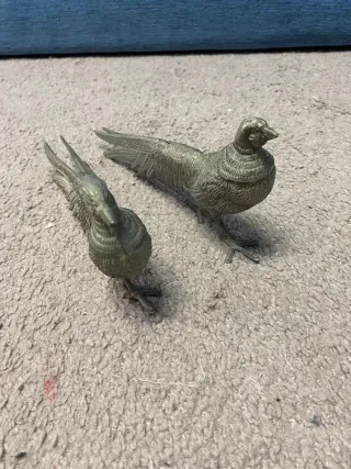 Coppia fagiani vintage in ottone