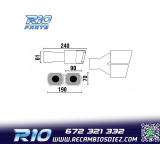 COLA ESCAPE DOBLE RECTANGULAR ACERO INOX