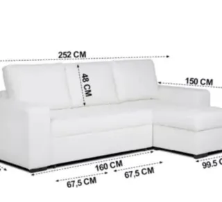 Sofá Cama Chaise Longue Polipiel Blanco