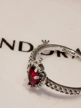 Anillo Pandora Disney Corazón Rojo Plata