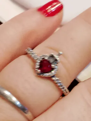 Anillo Pandora Disney Corazón Rojo Plata