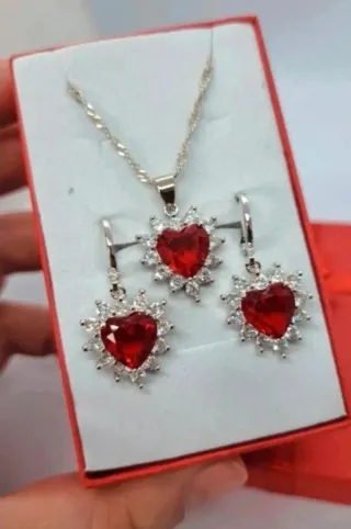 Conjunto Corazón Plata 925