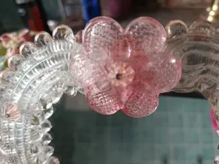 Specchio Murano Cuore Vetro Rosa Trasparente