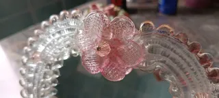 Specchio Murano Cuore Vetro Rosa Trasparente