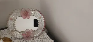 Specchio Murano Cuore Vetro Rosa Trasparente