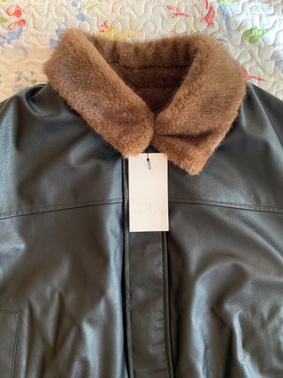 Chaqueta Zara aviador negra efecto piel (T. M)